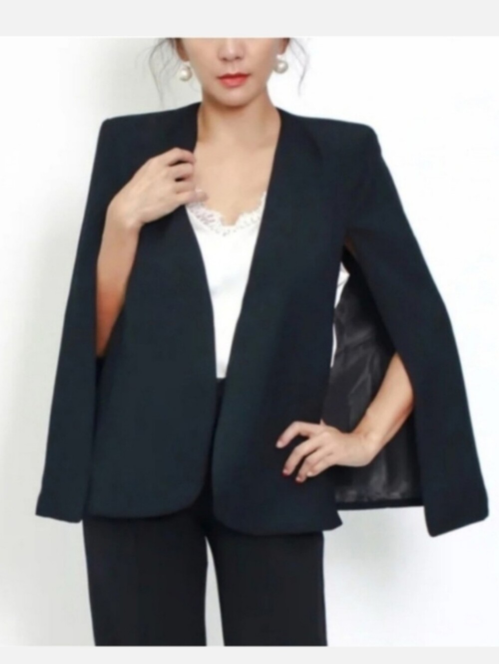 Zara Cape Blazer Jacket Black Size S - Picture 10 of 15